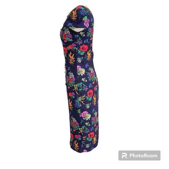 Badgley Mischka Navy Floral Sheath Dress - Picture 3 of 11